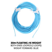 #6 Premium Floating Fly Line 30m (98'6"). Double Looped. Weight Forward (Blue) WF6F