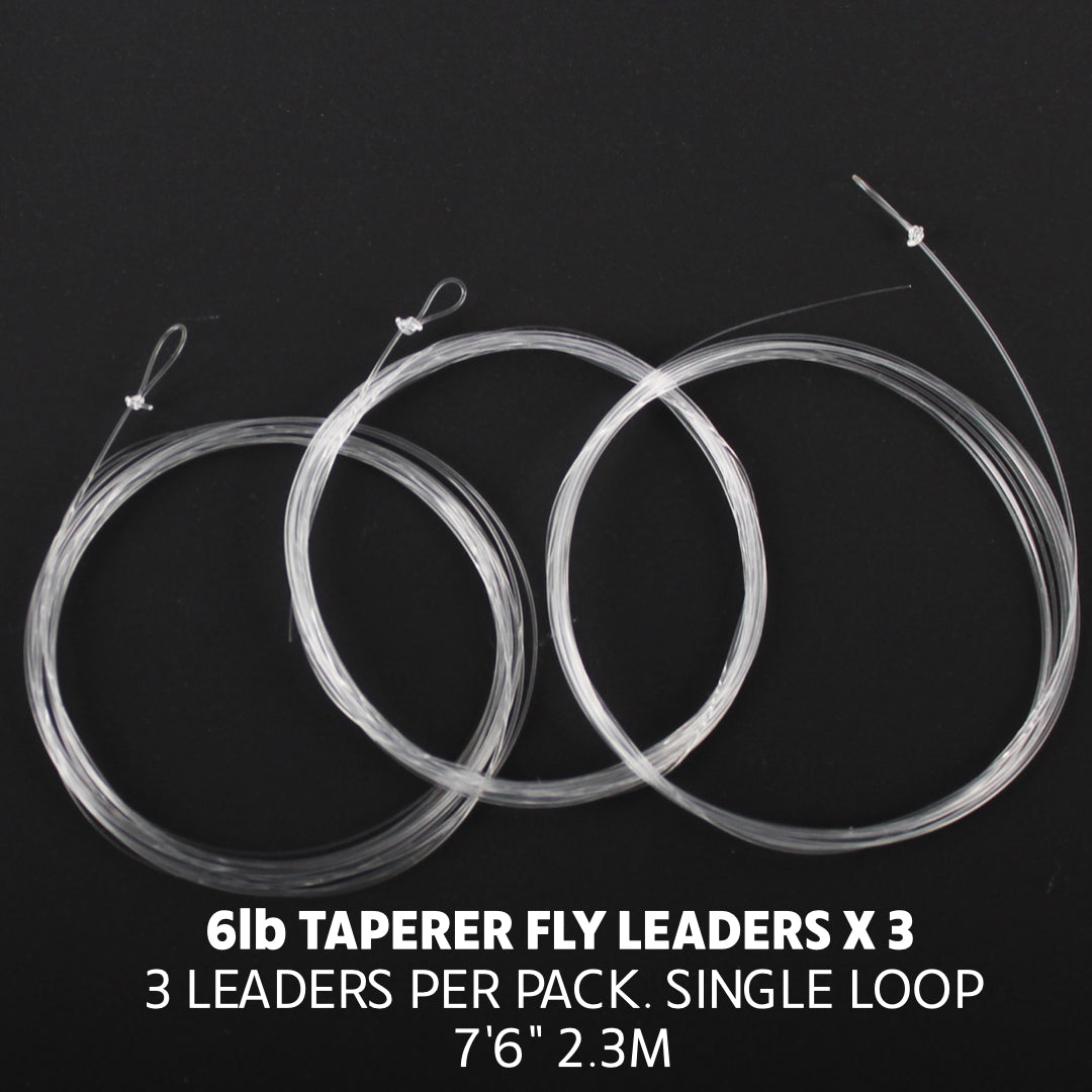 Tapered Fly Leader 6lb x 3 (7'6" 2.3M) 3 Leaders per pack (3X)