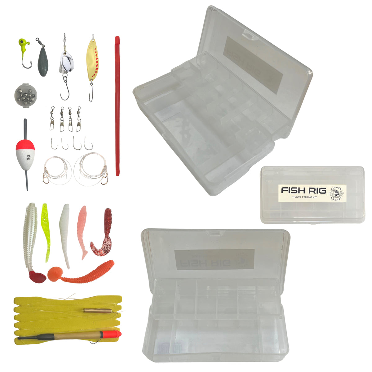 K Fish Combo By Rigged & Ready. 170cm Rod, Reel, Line, Tackle Box, Tackle, Fishing Guide (60cm compact)