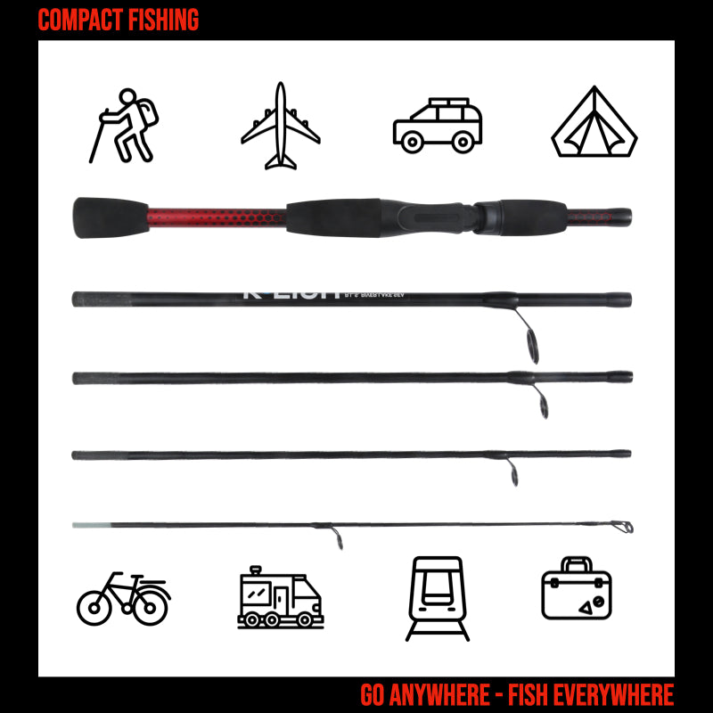 K Fish Rucksack Rod Spin. 5'7" 170cm 5 Section Rod + Soft Case. 2OG C Weight