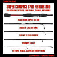 K Fish Rucksack Rod Spin. 5'7" 170cm 5 Section Rod + Soft Case. 2OG C Weight