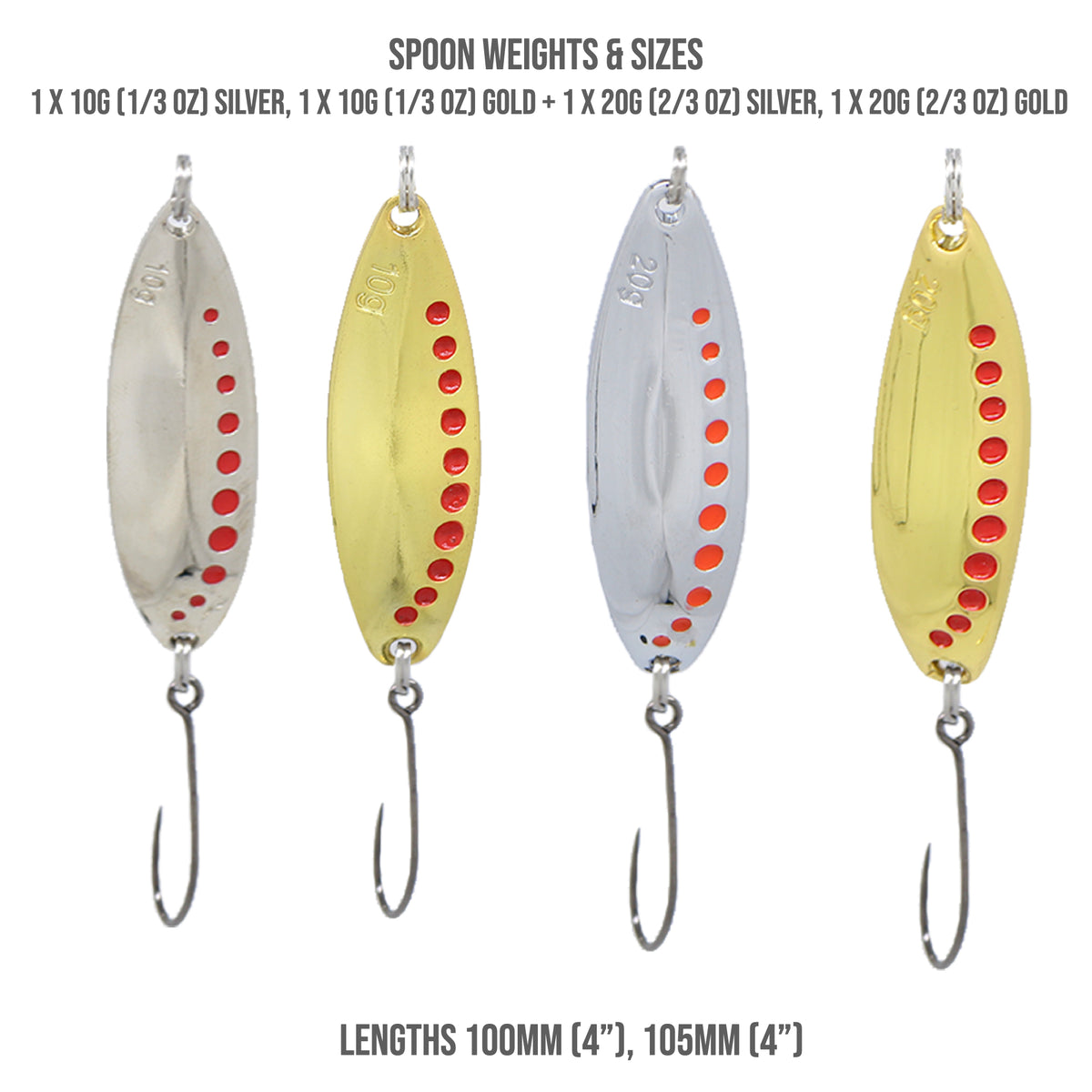 Fish Rig 8 Large Spinners & Spoons Set Fish Rig 100% Barbless