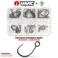 Exclusive. VMC Lure Replacement Hookset + Case. 36 Barbless Single Hooks.  6 x #1, #2, #4, #6, #8, #10