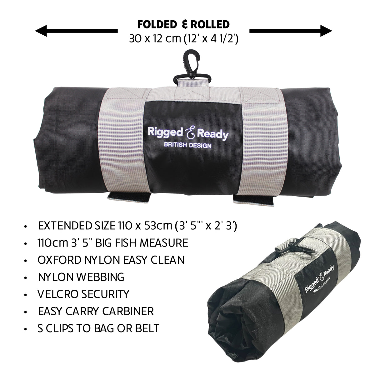 Travel Mat Max 110 x 53cm. Bigger Fish. Unhooking Mat. Super Compact, Light, Easy Carry