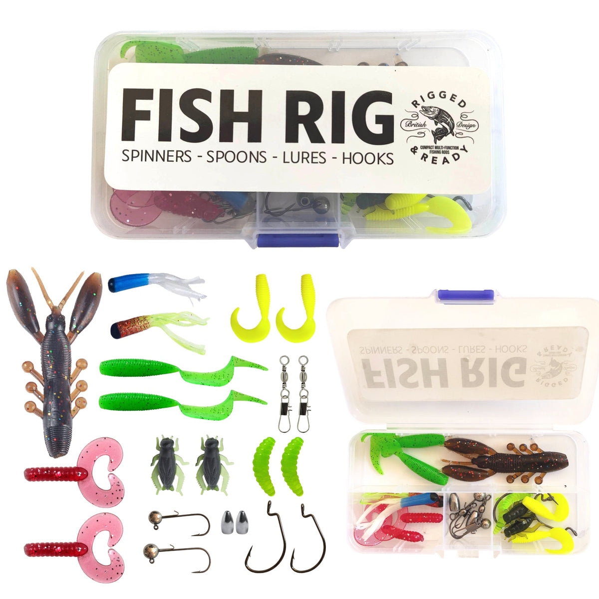 SPECIAL DEAL – FISH RIG 180 ROD + RR1000 REEL, UNHOOKING MAT, NET, 4LB MONO LINE & MIXED SOFT LURE RIG RRP £186.94 NOW £161.94*