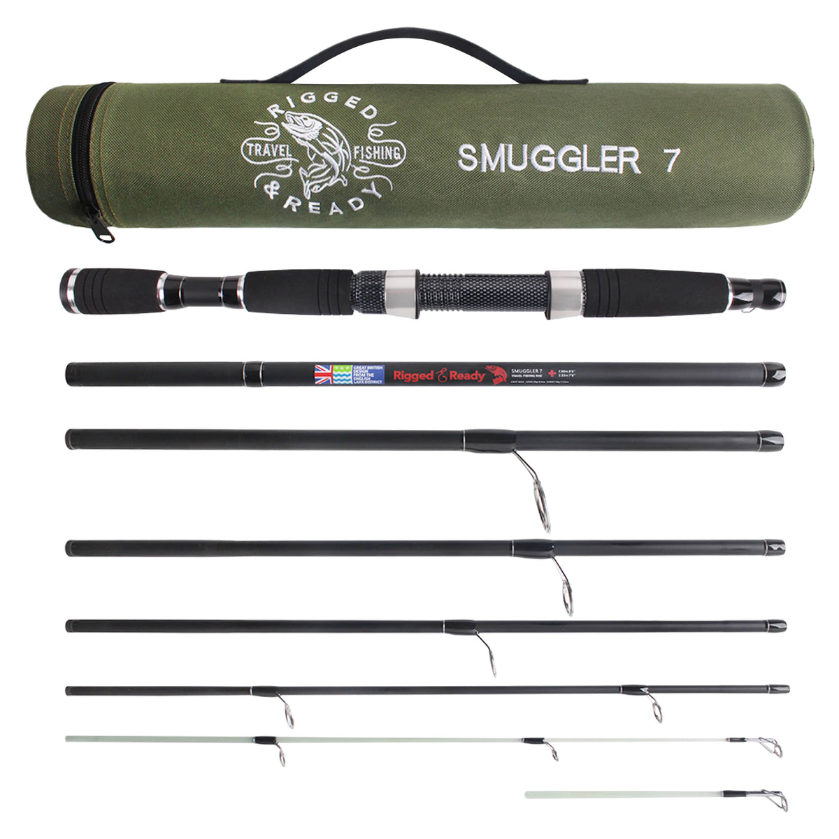 Smuggler 7 Powerful Compact Travel Rod + 2 tips. 215cm 7' + 190cm 6'3" fishing options
