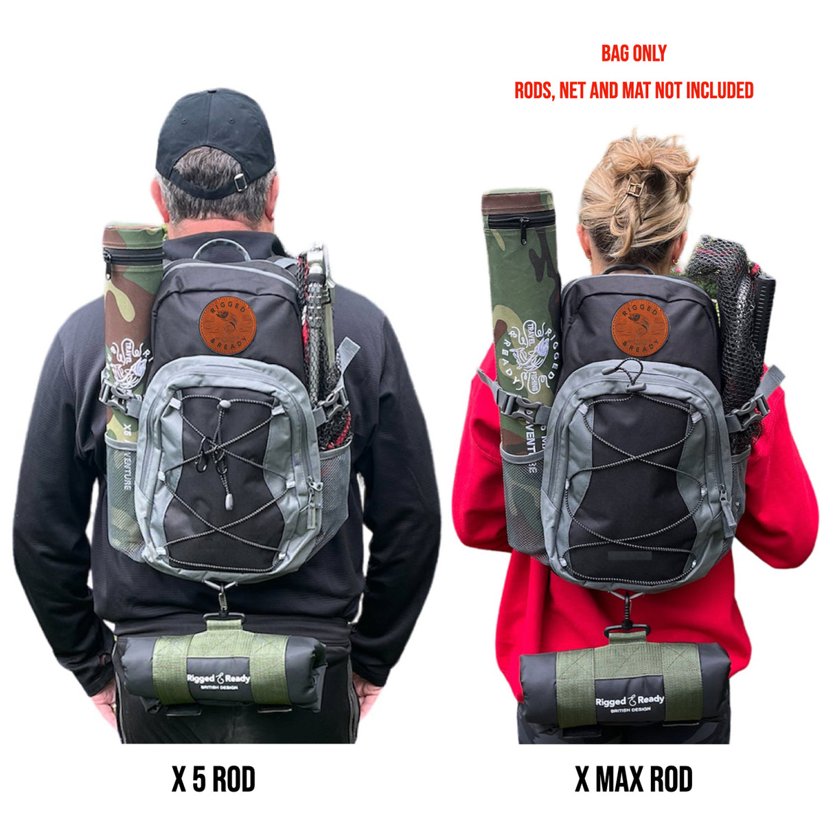 The Travel Fishing Rucksack - 30 L. Ideal for Rigged and Ready Rods. NEW BADGE