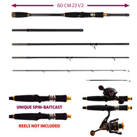 Predator Max Spin-Cast. Unique Predator-Spin-Baitcast Powerful Rod with Micro Trigger + Extension = 4 lengths & Cast Weights