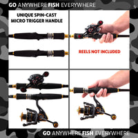 Predator Max Spin-Cast. Unique Predator-Spin-Baitcast Powerful Rod with Micro Trigger + Extension = 4 lengths & Cast Weights