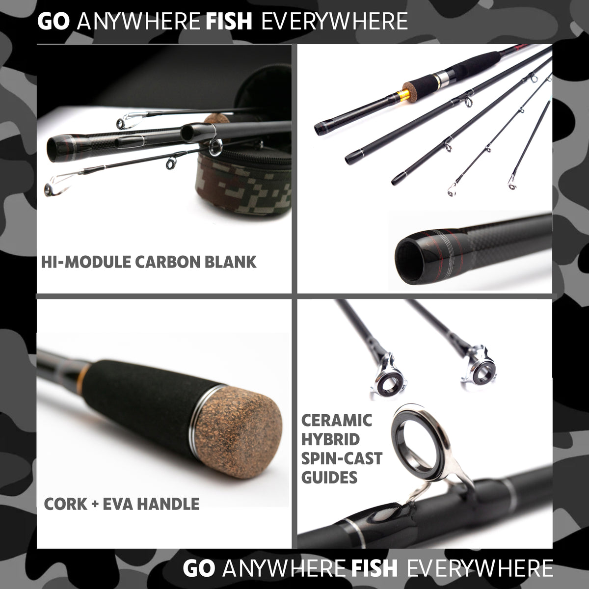 Predator Max Spin-Cast. Unique Predator-Spin-Baitcast Powerful Rod with Micro Trigger + Extension = 4 lengths & Cast Weights