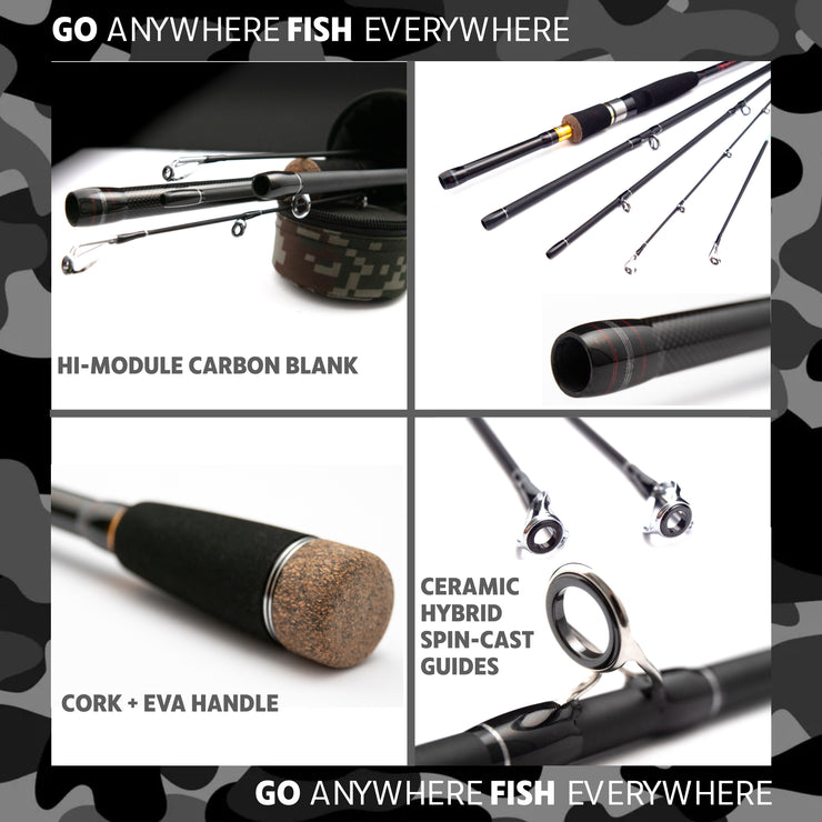 Predator Max P-S-B. Unique Predator-Spin-Baitcast Powerful Rod with Micro Trigger + Extension = 4 lengths & Cast Weights