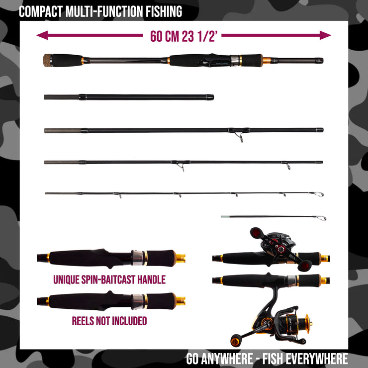 Predator Max. Unique Spin-Baitcast Rod + Unique Micro Trigger + Rod Extension = 4 lengths & Cast Weights