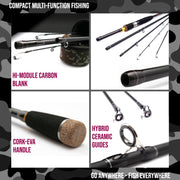 Predator Max. Unique Spin-Baitcast Rod + Unique Micro Trigger + Rod Extension = 4 lengths & Cast Weights