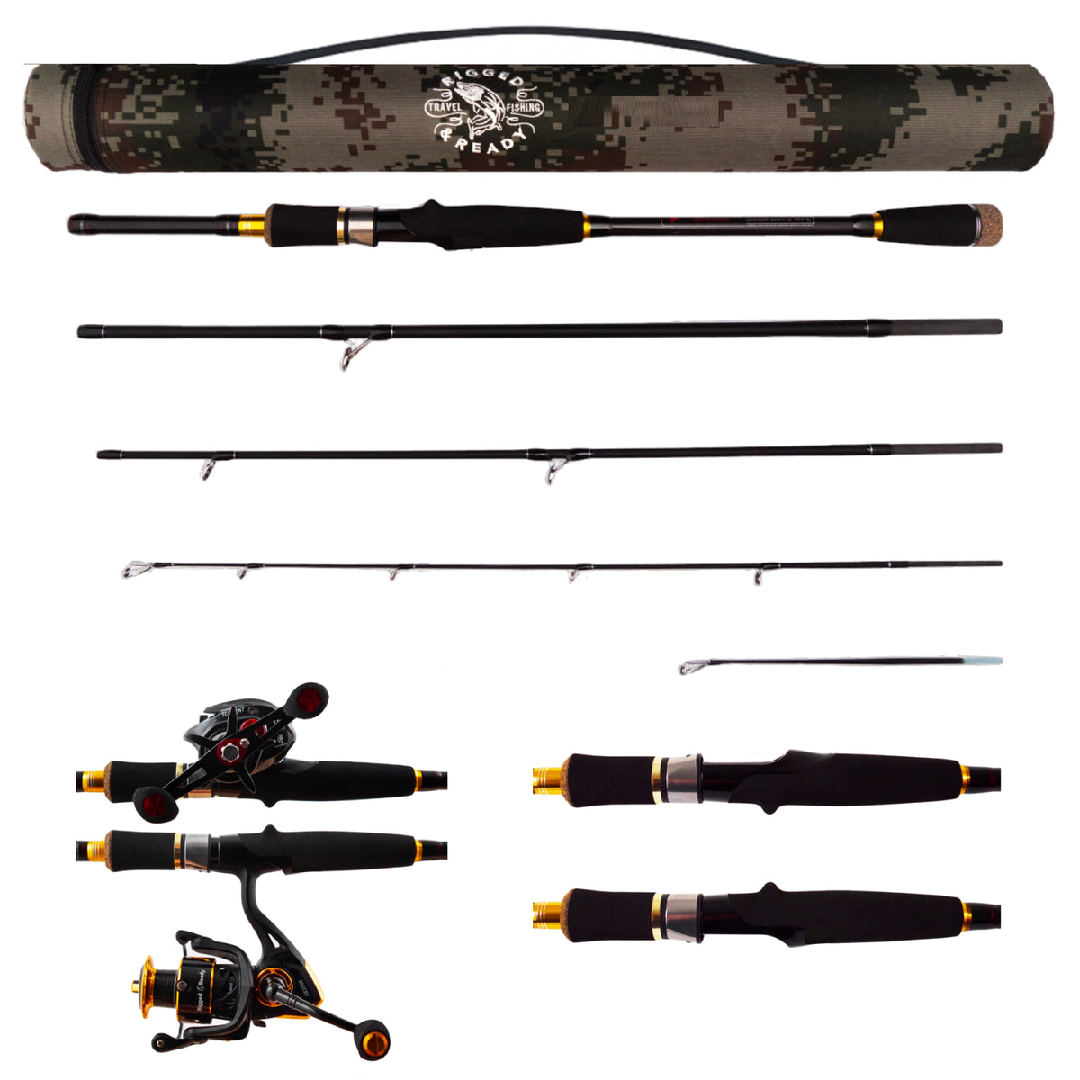Predator. Unique Spin-Baitcast Rod + Micro Trigger 220cm 7'3"+185cm 6' Lengths + 2 Tips
