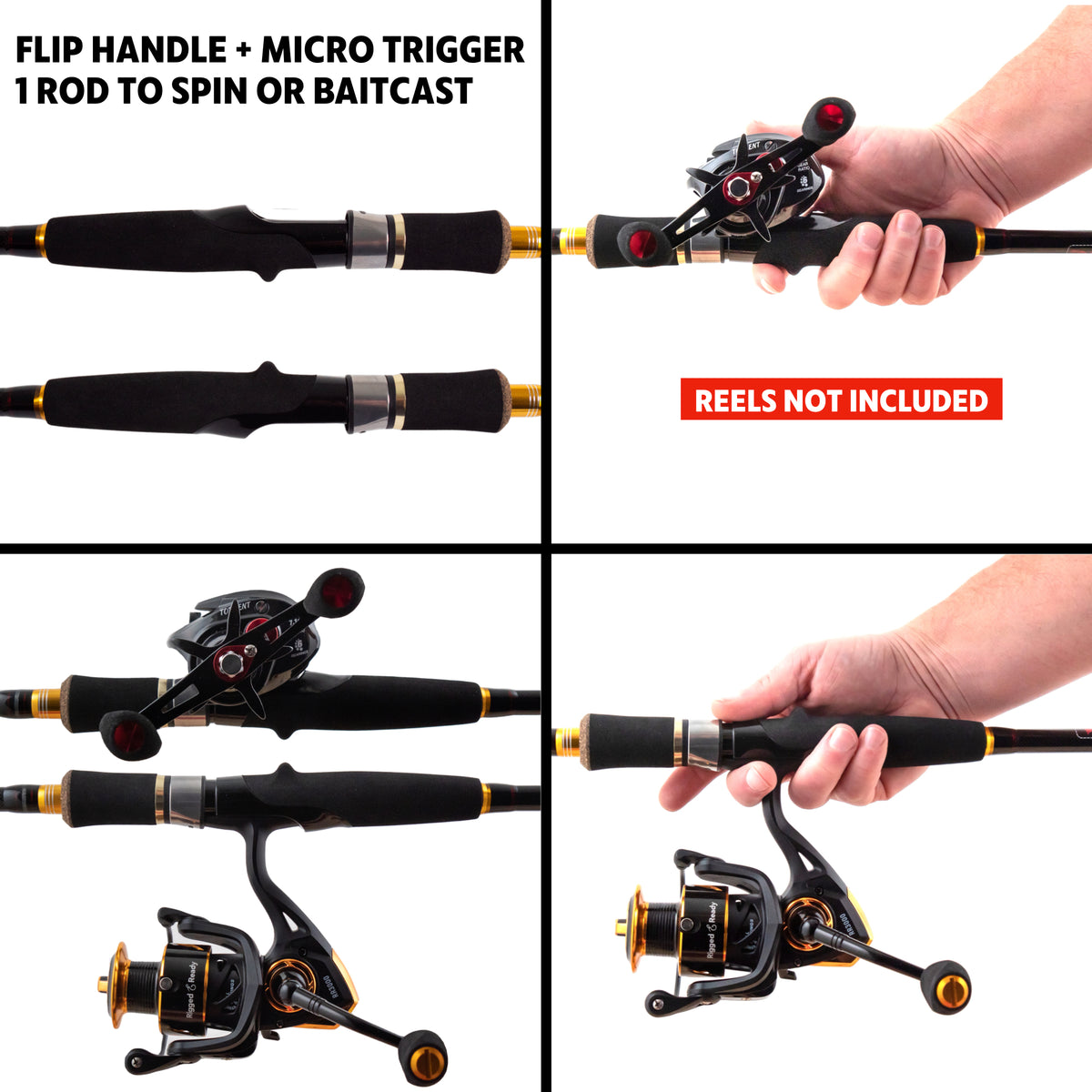 Predator. Unique Spin-Baitcast Rod + Micro Trigger 220cm 7'3"+185cm 6' Lengths + 2 Tips