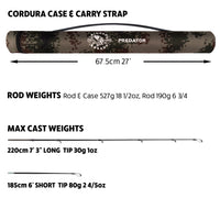 Predator. Unique Spin-Baitcast Rod + Micro Trigger 220cm 7'3"+185cm 6' Lengths + 2 Tips