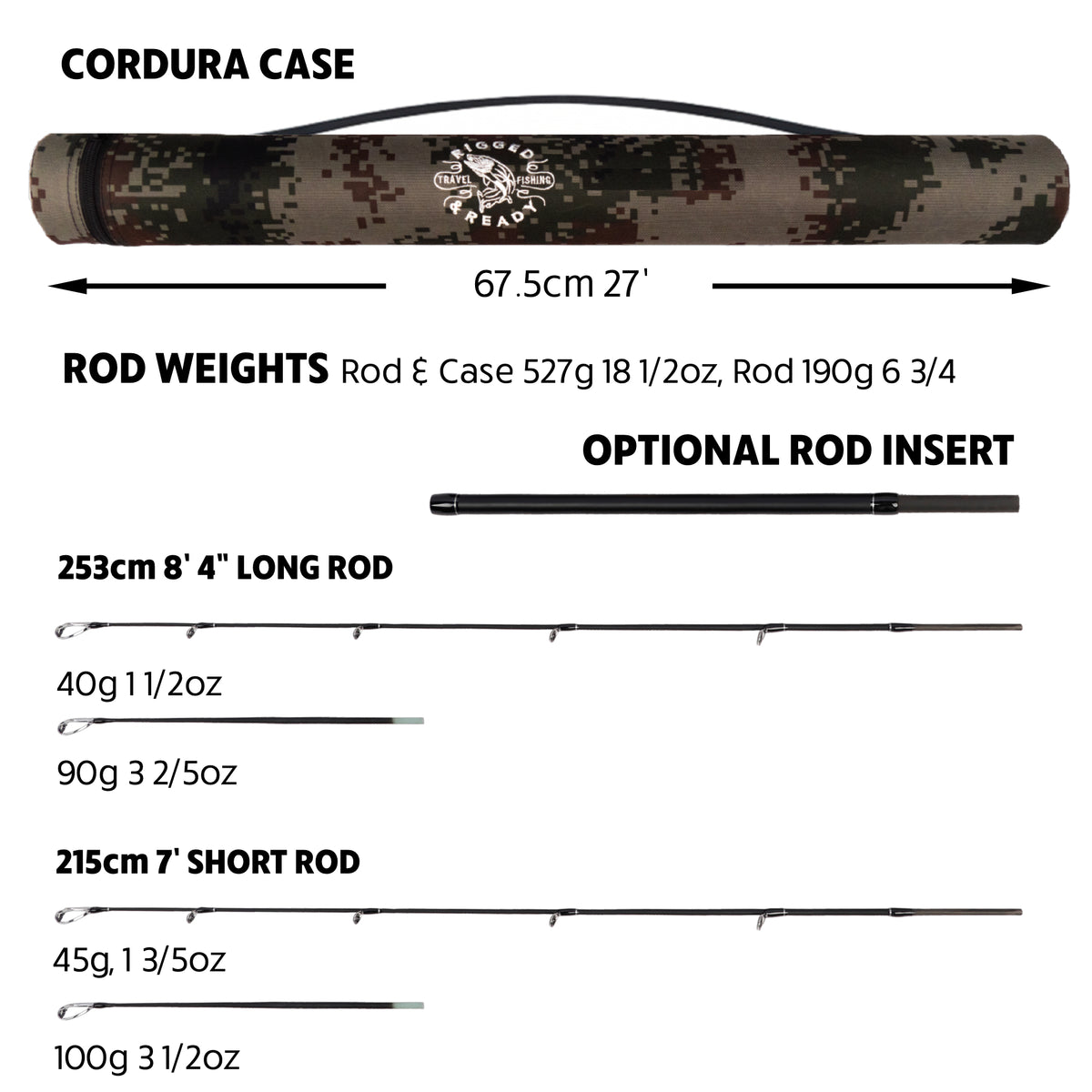 Predator Max Spin-Cast Rod + Micro Trigger + Extension = 4 lengths 253, 220, 215, 1.85cm