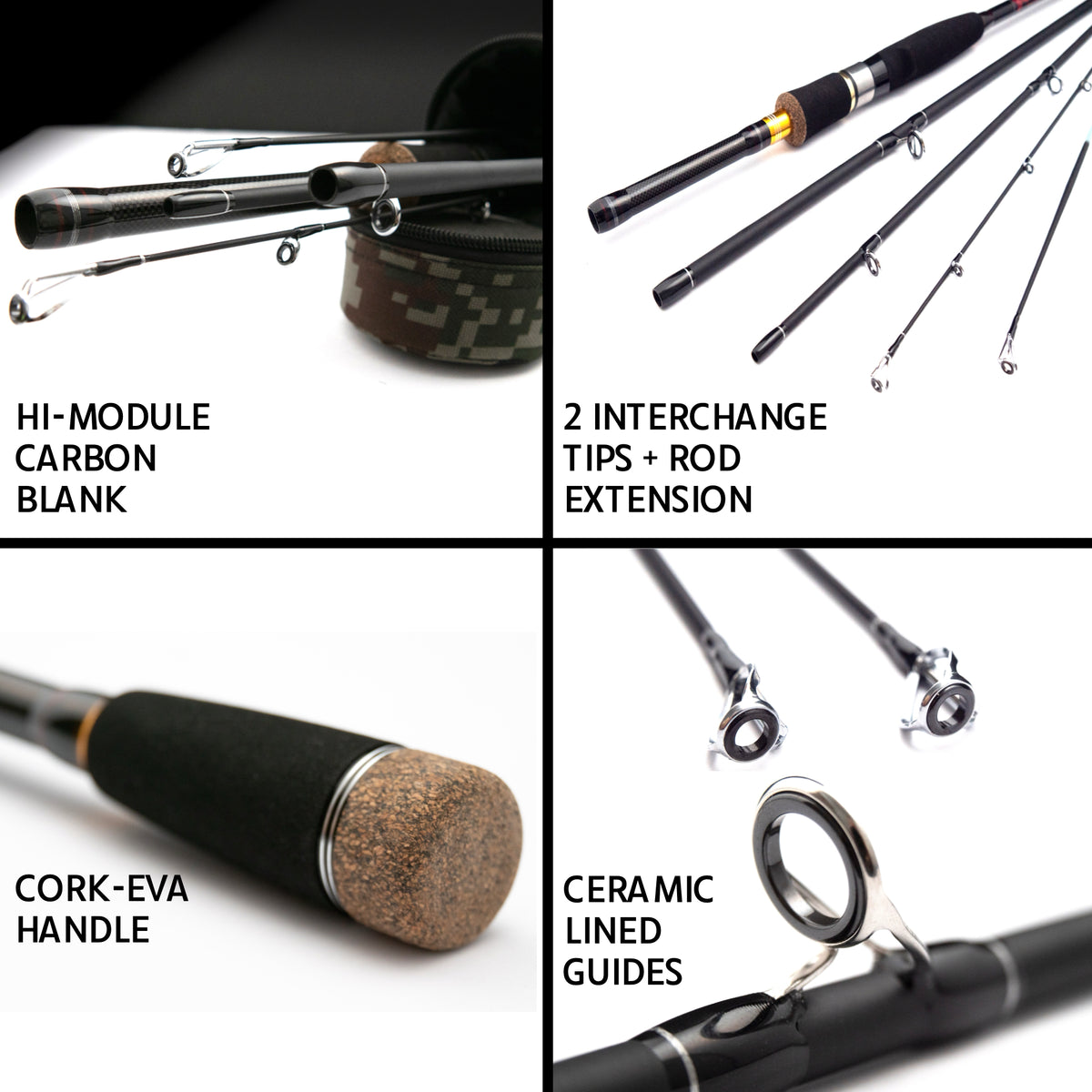 Predator Max Spin-Cast Rod + Micro Trigger + Extension = 4 lengths 253, 220, 215, 1.85cm