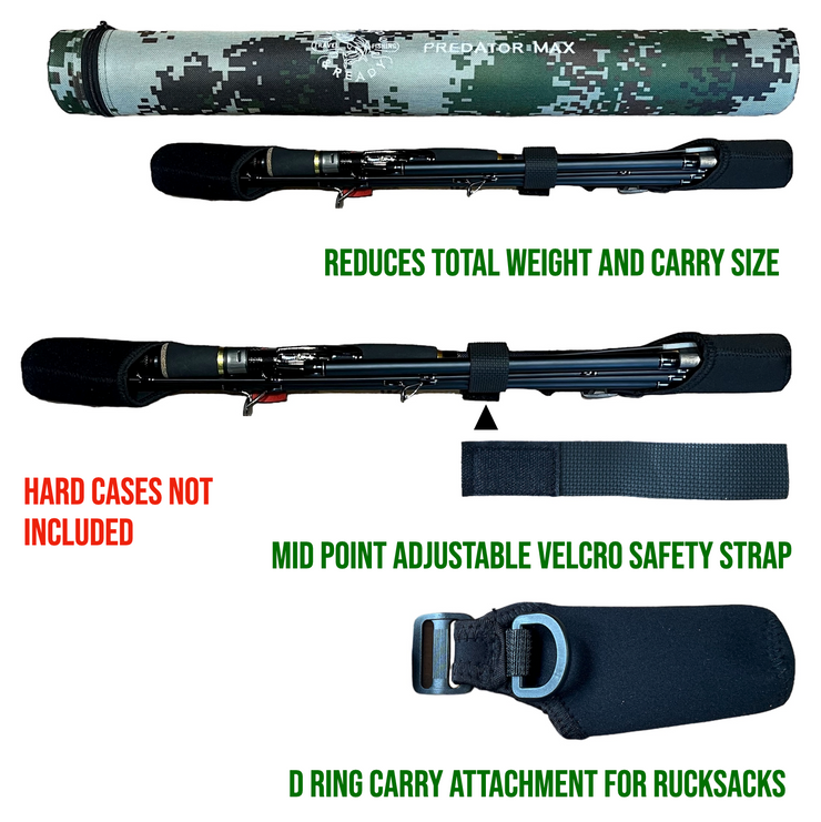 Fishing Rod Carrier - Flexible Super Stretch Adjustable Rod Carry, Protect  and Hold - Save Weight & Space