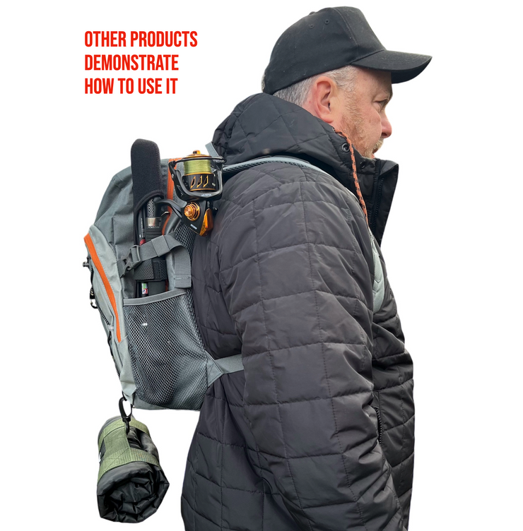 Fishing Rod Carrier - Flexible Stretch Adjustable Rod Carry - Save Weight & Space