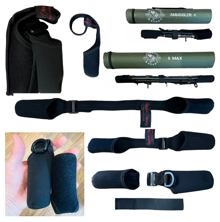 Fishing Rod Carrier - Flexible Super Stretch Adjustable Rod Carry, Protect  and Hold - Save Weight & Space