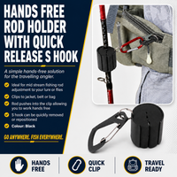 Waterproof Tackle Bag + Hands-Free Rod Holder Clip (waistbag or backpack)