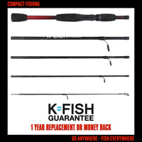 K Fish Rucksack Rod Spin. 5'7" 170cm 5 Section Rod + Soft Case. 2OG C Weight