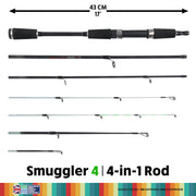 Smuggler 4 Kayak Compact Travel Spinning Rod - 4 tips, 3 lengths Max 154cm Min 108cm