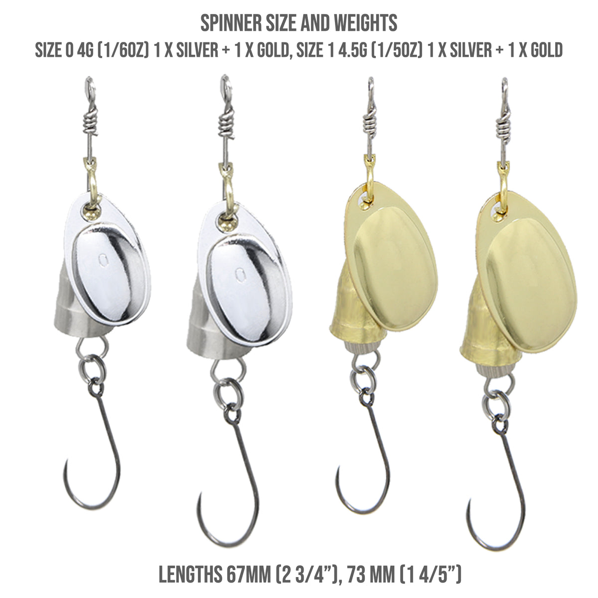 Fish Rig 8 Small Spinners & Spoons Set Barbless