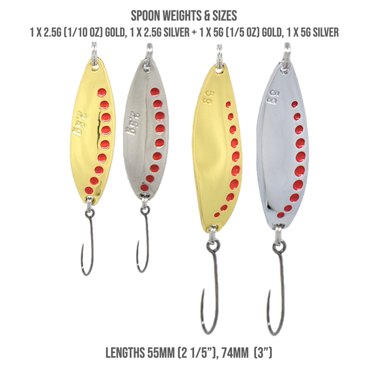 Fish Rig 8 Small Spinners & Spoons Set Barbless