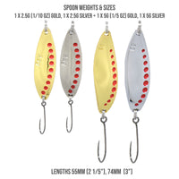 Fish Rig 8 Small Spinners & Spoons Set Barbless