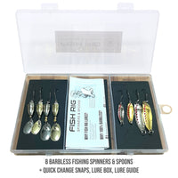 Fish Rig 8 Small Spinners & Spoons Set Barbless