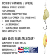 8 Small Spinners & Spoons Set Fish Rig 100% Barbless