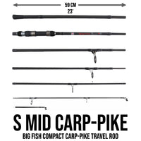 S Mid Combination. Powerful Carp, Predator, Light Surf rod +2 tips. 320 cm (10.5’) + 270 cm (8.85’) rods, RR5000 running/spin reel