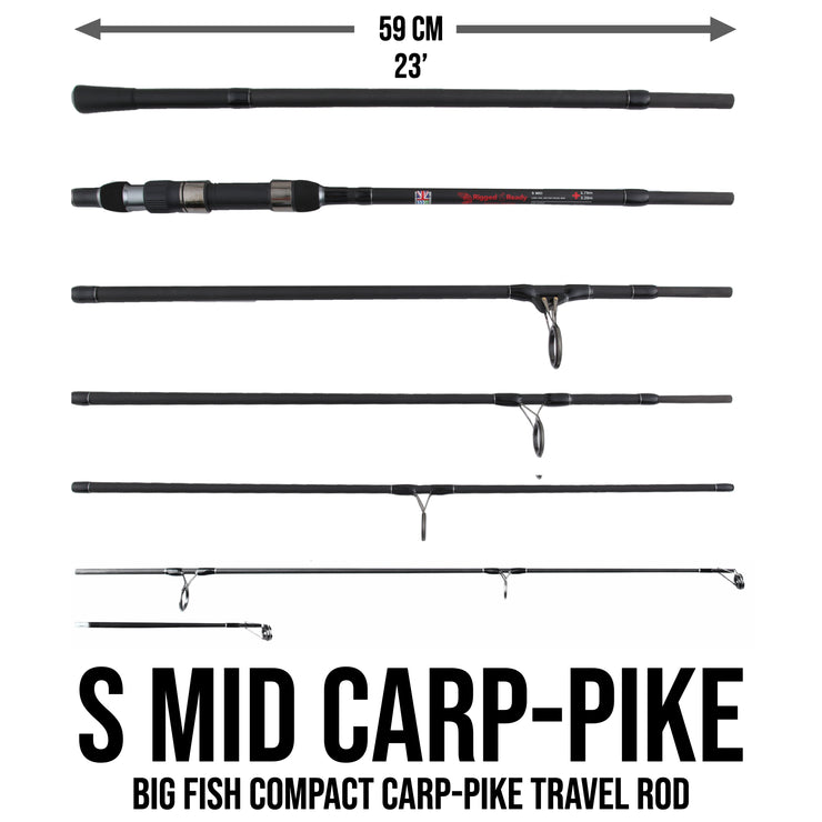 S Mid Rod & Reel Combination. Carp, Predator and Sea rod + 2 tips + Case. 320 cm (10.5’) + 270 cm (8.85’) + RR5000 bait runner reel