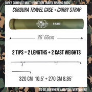 S Mid Carp. Big Fish Carp, Pike, Cat Travel Rod + 2 tips 320 & 270cm