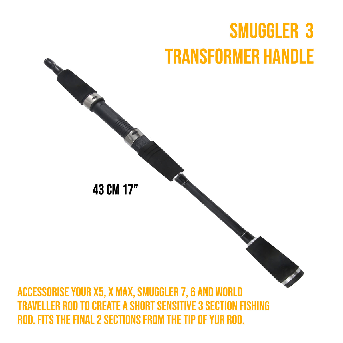 Rigged and Ready Smuggler 3 Handle. Makes a 3 section fishing rod option.