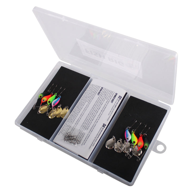Micro Spinnerbaits x 8 Set. 4 x 3.5g gold + 4 x 3.5g Silver. 100% Barbless & Weedless, 5cm Length