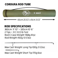 S Max. Big Fish Powerful Predator-Carp-Surf Fishing Rod + 2 tips 360cm 11'10"+320cm 10’ 6”