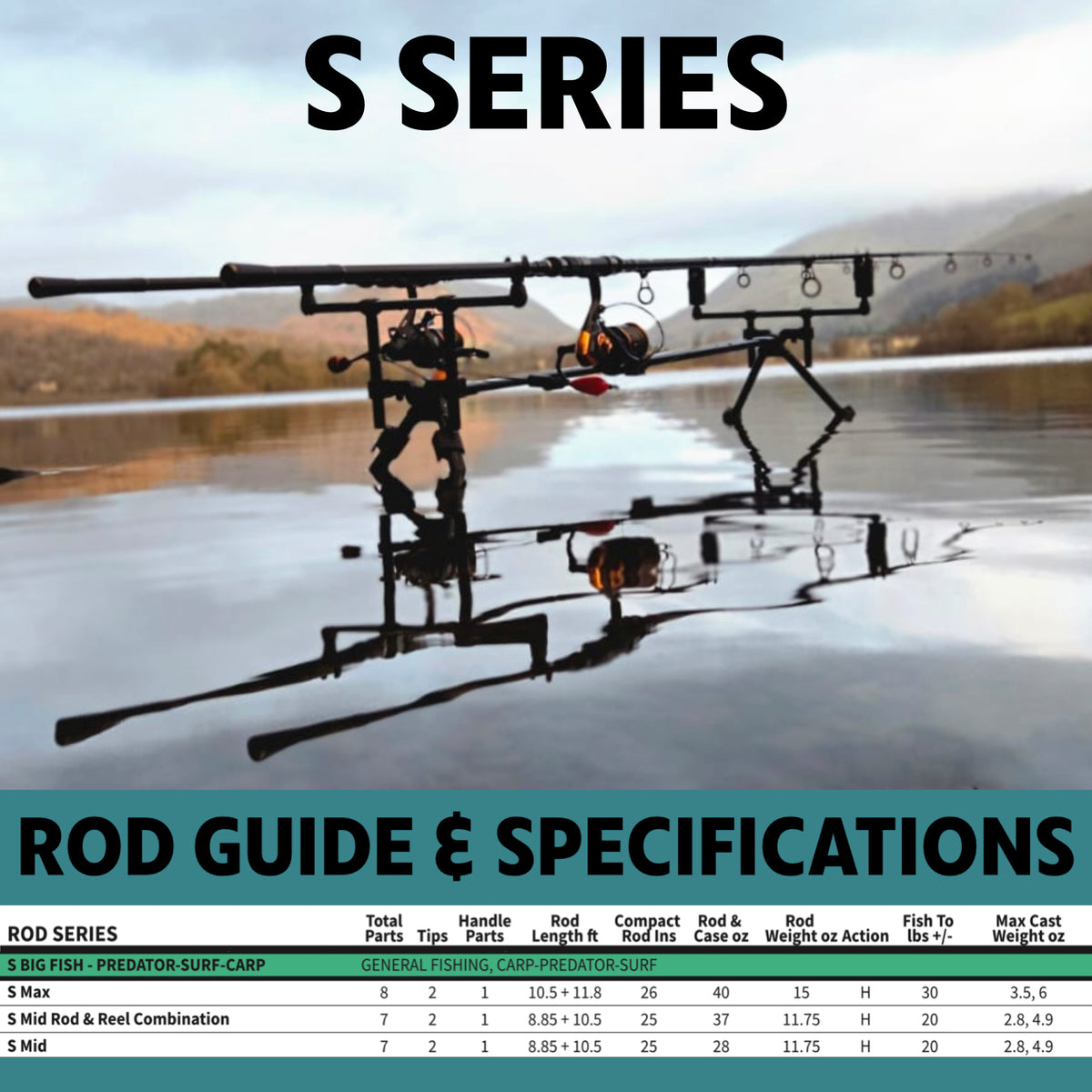 S Max. Big Fish Powerful Predator-Carp-Surf Fishing Rod + 2 tips 360cm 11'10"+320cm 10’ 6”