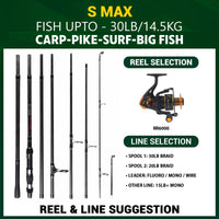 S Max. Big Fish Powerful Predator-Carp-Surf Fishing Rod + 2 tips 360cm 11'10"+320cm 10’ 6”