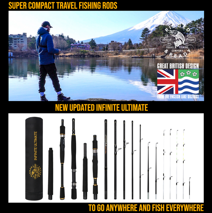 Infinite Ultimate Compact Spin Baitcast Fly Travel Fishing Rod 25-IN-1 –  Rigged and Ready