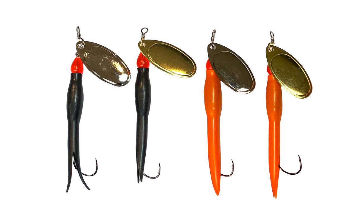 Medium Flying C Barbless Spinners Medium x 4. Flying C Condom Spinner Set - 10g, 8cm, Size 2, - Single Hook. Exclusive to Rigged and Ready