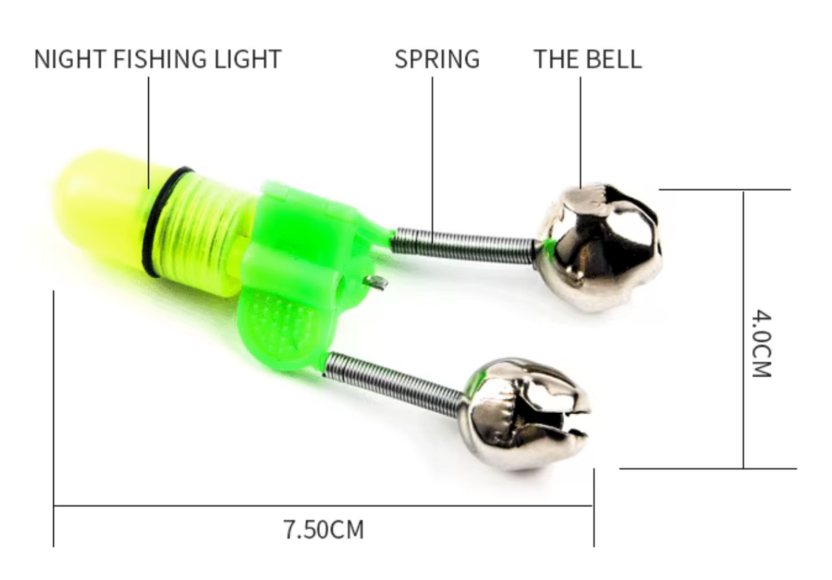 Bite Indicator. Glow in the Dark. Bell and Light Fish Bite Indicator