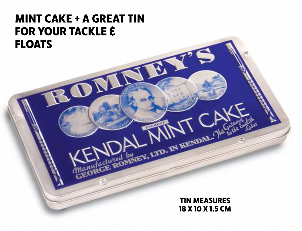 Romneys Kendal Mint Cake 18 x 10 x 1.5 cm Big Tin 170g (White Kendal Mint Cake)