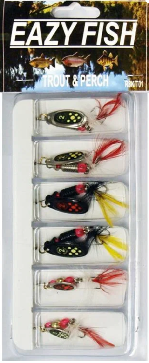 Eazy Fish Trout & Perch Spinner Kit. 6 Lure Kit