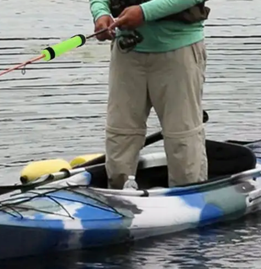 Rod Float. Orange Foam Float for Kayak & Boat Fishing + 2 straps. Stops sinking rods!