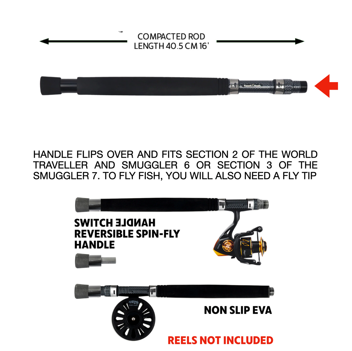 X5 Fly Handle. Accessorise your Smuggler 6, World Traveller & Smuggler 7 to a fly rod + Butt Plug