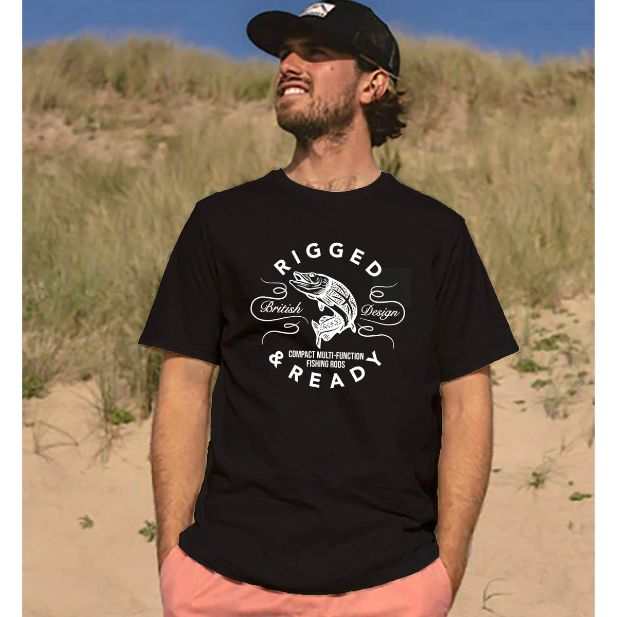 RIGGED AND READY LOGO T-SHIRT- BLACK FRONT WHITE LOGO