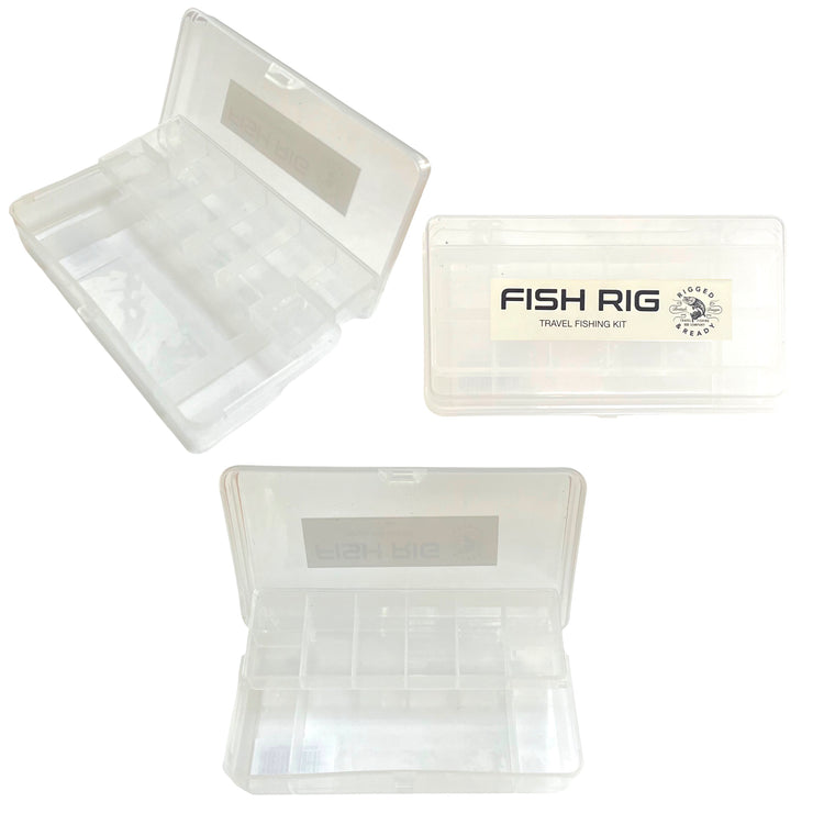 FISH RIG TACKLE BOX - Perfect size, 2 tier box for the travel angler (Empty, no tackle)